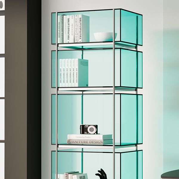 Contemporary Closed Back Standard Bookshelf Acrylic Bookcase with Shelves for Study Room Clearhalo 'Bookcases' 'furn' 'furn_bookcases' 'Furniture' 'Office Furniture' 1200x1200_c67be488-9c0f-4e71-bf3f-dad27f26383f