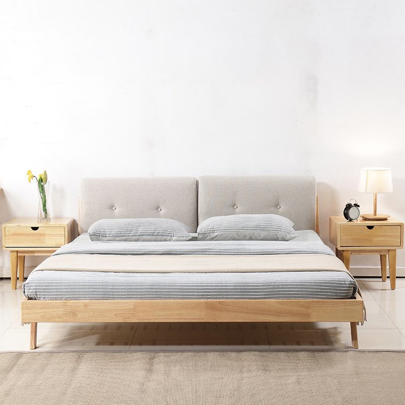 Scandinavian Solid Wood Panel Bed Linen Upholstered Bed with Nailhead Trim Clearhalo 'Bedroom Furniture' 'Beds' 'furn' 'furn_beds' 'Furniture' 1200x1200_c67de6e1-87d9-4baa-b8d6-d73ed4b10f2b