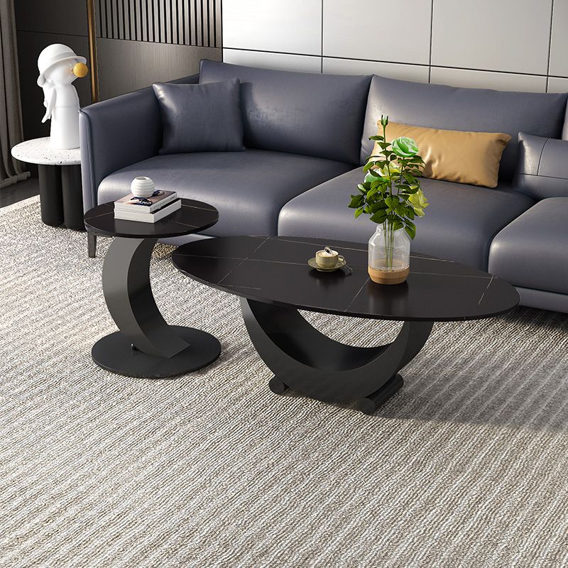 2 Piece Nesting Tables Oval Minimalist Modern Coffee Table Set Clearhalo 'Coffee & Accent Tables' 'Coffee Tables' 'coffee_tables' 'furn' 'furn_coffee_tables' 'Furniture' 'Living Room Furniture' 1200x1200_c67fa154-2764-492f-9942-6c037278c5f5