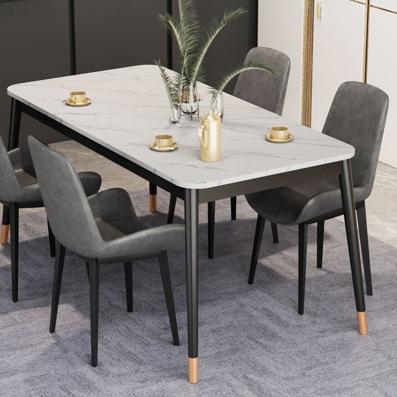Medieval Modern Stone Dining Table with 4 Legs Pedestal Table for Dining Room