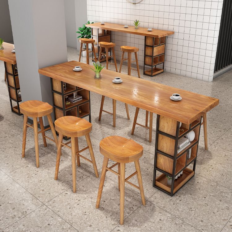 Rectangle Pine Solid Wood Bar Table Industrial Bar Table with Storage Base Clearhalo 'Bar Furniture' 'Bar Tables' 'bar_tables' 'furn' 'furn_bar_tables' 'Furniture' 'Kitchen & Dining Furniture' 1200x1200_c6810931-a4eb-472f-b0b7-fa1ed4efab35