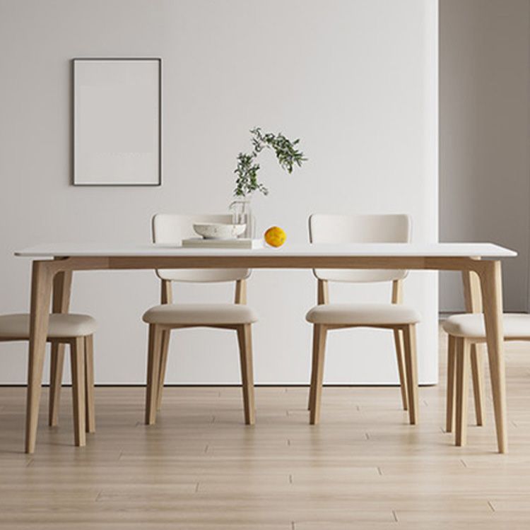 Simplicity Furniture Stone Rectangle Dining Room Table in White