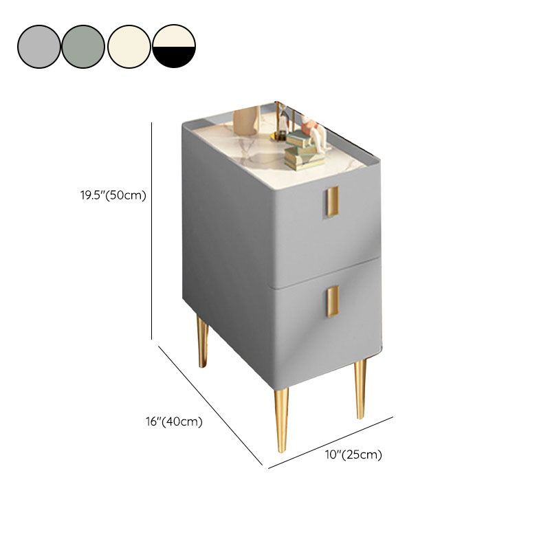 Gabinete de cama de piedra contemporáneo con 2 cajones de madera para dormitorio