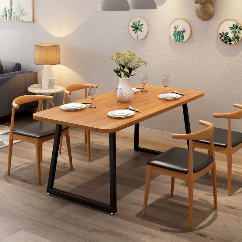 Industrial Rectangle Dining Table Wooden Table with Metal Legs for Kitchen Clearhalo 'Dining Tables & Seating' 'Dining Tables' 'dining_table' 'furn' 'furn_dining_table' 'Furniture' 'Kitchen & Dining Furniture' 1200x1200_c681ff01-1f4d-4c20-a127-1a744631ee15