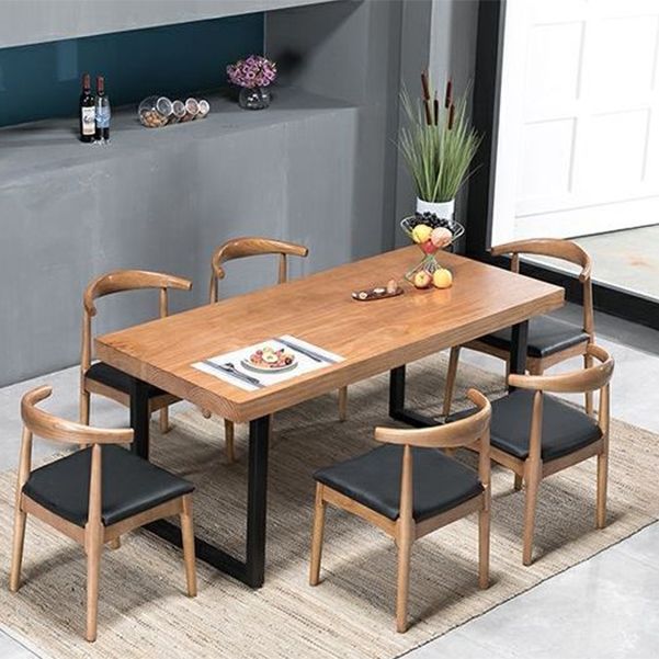 Industrial 1/2/5/7 Pieces Rectangle Dining Set Solid Wood Dining Table with Chairs Clearhalo 'Dining Room Sets' 'Dining Tables & Seating' 'dining_room_set' 'furn' 'furn_dining_room_set' 'Furniture' 'furniture_dining_room_set' 'Kitchen & Dining Furniture' 'kitchen&dining_furn' 'kitchen' 1200x1200_c68298d9-6dfa-478f-bccd-04fca50cff34