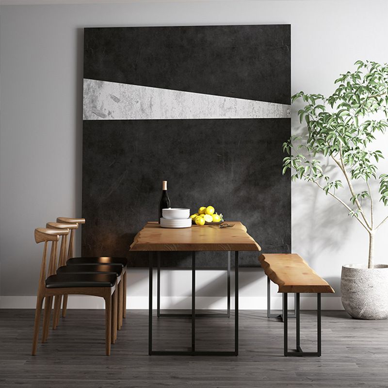 Brown Solid Wood Dining Table Industrial Table with Metal Frame Clearhalo 'Dining Tables & Seating' 'Dining Tables' 'dining_table' 'furn' 'furn_dining_table' 'Furniture' 'Kitchen & Dining Furniture' 1200x1200_c683cd23-94c6-4112-8e3d-82fdb4d30937