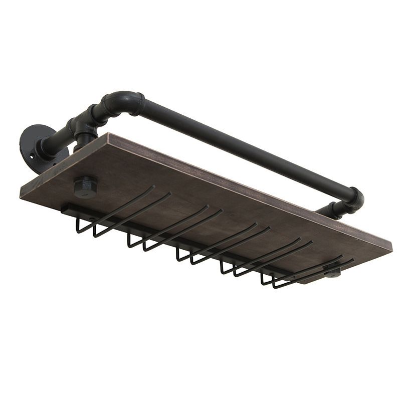 Industriële wandgemonteerde wijnfles en glazen rek houten fles wijnrek voor keuken