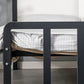Contemporary Slat Metal Standard Bed with Rectangular Headboard