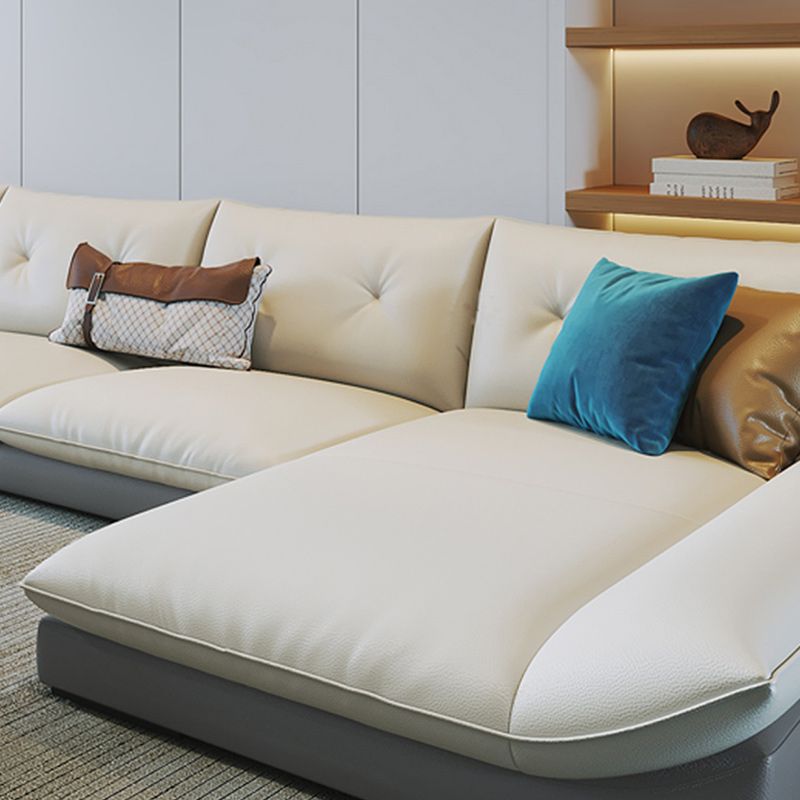 Tufted Faux Leather Pillow Top Arm Sofa with Stain Resistant and Waterproof Clearhalo 'furn' 'furn_sectionals' 'Furniture' 'furniture_sectionals' 'kitchen' 'kitchen_sectionals' 'Living Room Furniture' 'Sectionals' 1200x1200_c687d814-596d-4748-9468-936e556e9ed7