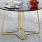Moderne 11,8 "H ronde glazen salontafel ijzeren abstracte cocktailtafel