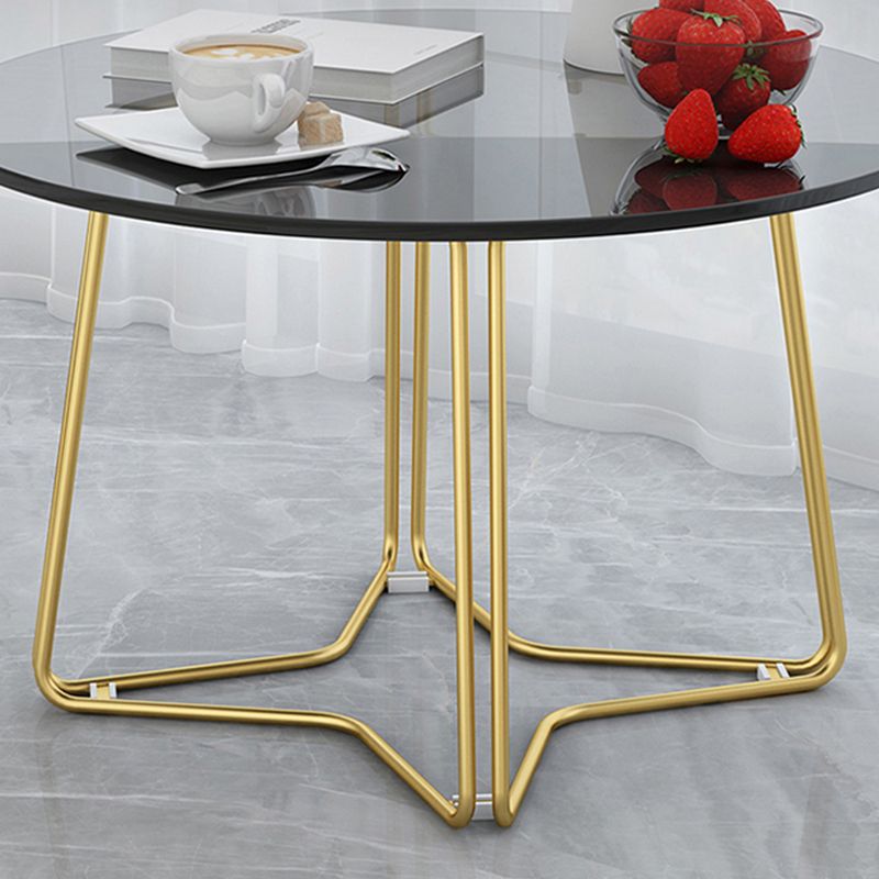 Moderne 11,8 "H ronde glazen salontafel ijzeren abstracte cocktailtafel