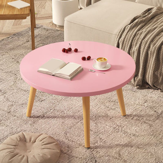 Modern de madera redonda 4 patas Mesa de café Beige/Black/White Cocktail Table