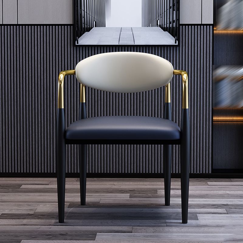 Metallic Finish Side Chair with Arms Metal Industrial Dining Chair Clearhalo 'Dining Chairs' 'Dining Tables & Seating' 'dining_chair' 'furn' 'furn_dining_chair' 'Furniture' 'Kitchen & Dining Furniture' 1200x1200_c68aae03-ce73-4926-b539-f5a1f1169486