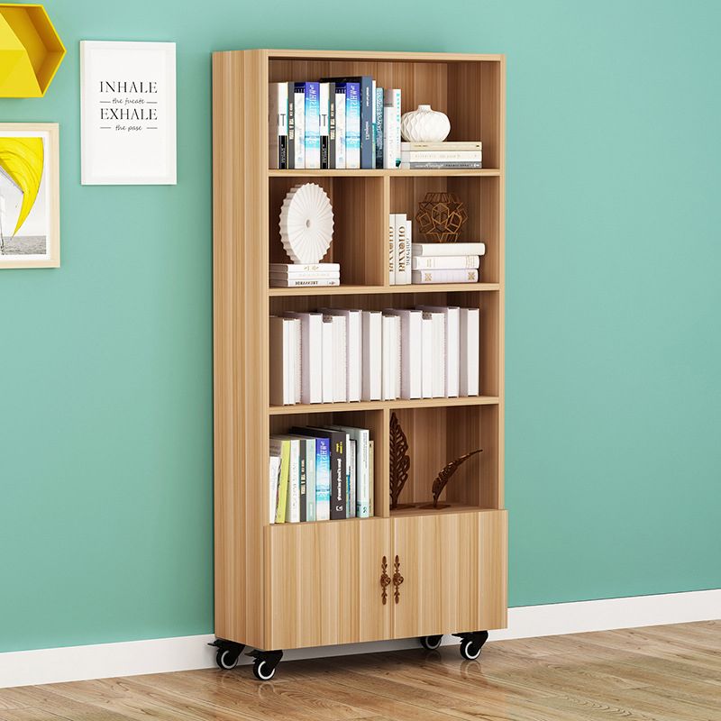 Contemporary Standard Bookcase Vertical Closed Back Bookshelf with Wheels Clearhalo 'Bookcases' 'furn' 'furn_bookcases' 'Furniture' 'Office Furniture' 1200x1200_c68b2f2d-ec44-4083-a25b-73f42abb398b