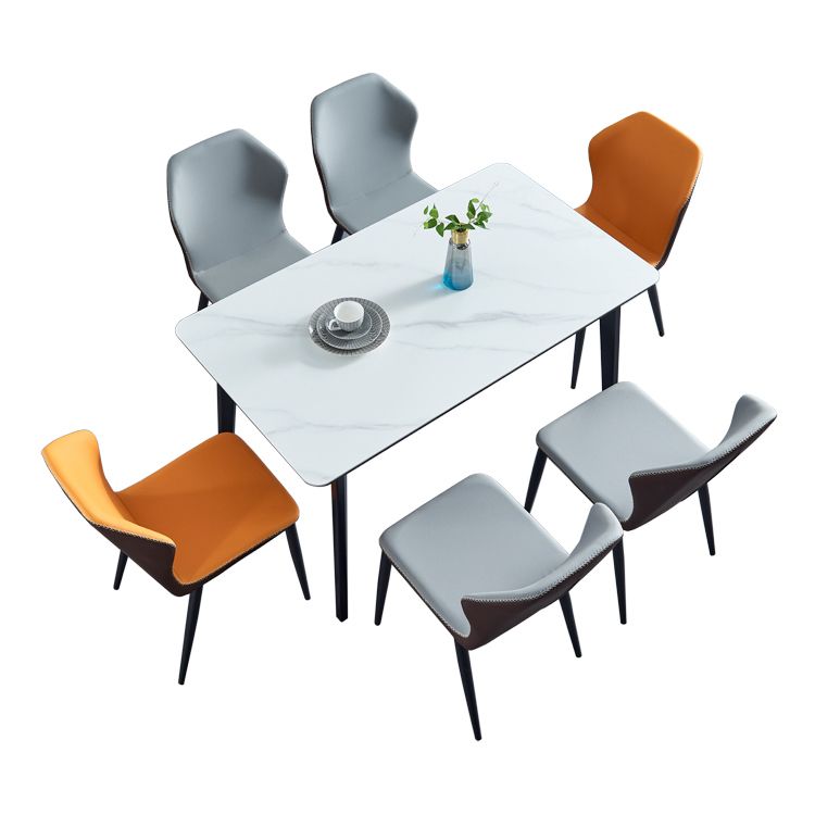 Modern Style Sintered Stone Dining Table with Rectangle Dining Table Sets with 4 Legs Table Clearhalo 'Dining Room Sets' 'Dining Tables & Seating' 'dining_room_set' 'Furniture' 'furniture_dining_room_set' 'Kitchen & Dining Furniture' 'kitchen&dining_furn' 'kitchen' 1200x1200_c68c67c1-42bb-4e1d-b49e-9e1e2080661a