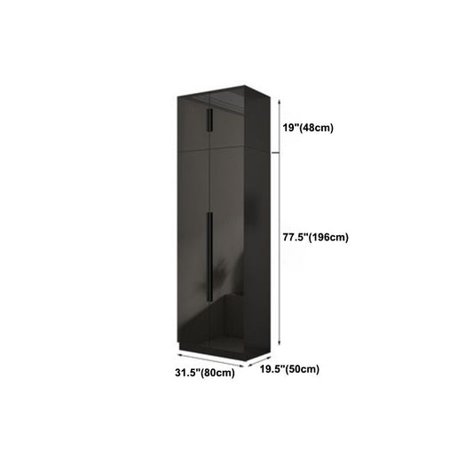 Black Glass Door Cabinet for Bedroom Contemporary Interior Storage Cabinet
