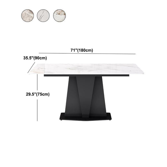Industrial Sintered Stone Table Rectangle Dining Table with Pedestal Base for Restaurant Clearhalo ' dining_table' 'Dining Tables & Seating' 'Dining Tables' 'furn' 'furn_dining_table' 'Furniture' 'furniture_dining_table' 'Kitchen & Dining Furniture' 'kitchen&dining_furn' 'kitchen' 'kitchen_dining_table' 1200x1200_c68fe859-bdf1-4ced-90df-a2f8d13d3d75