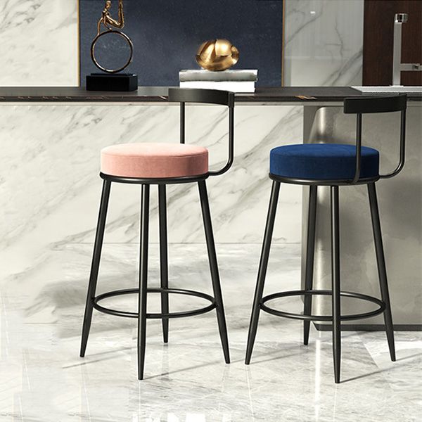 Modern Armless Backrest Counter Stool Iron Cashier Bar Stool with Cushion and Pedal Clearhalo 'Bar Furniture' 'Bar Stools' 'bar_stools' 'furn' 'furn_bar_stools' 'Furniture' 'furniture_bar_stools' 'Kitchen & Dining Furniture' 1200x1200_c69050fe-bf5f-4dc7-9d52-7d676dd1e76e