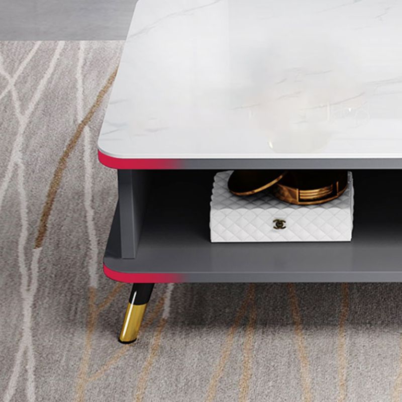 Modernism Rectangular Glass Top Coffee Table 1-Shelf 2-Drawer Cocktail Table Clearhalo 'Coffee & Accent Tables' 'Coffee Tables' 'coffee_tables' 'furn' 'furn_coffee_tables' 'Furniture' 'Living Room Furniture' 1200x1200_c690548b-aa26-4338-98c0-0d3c07190730