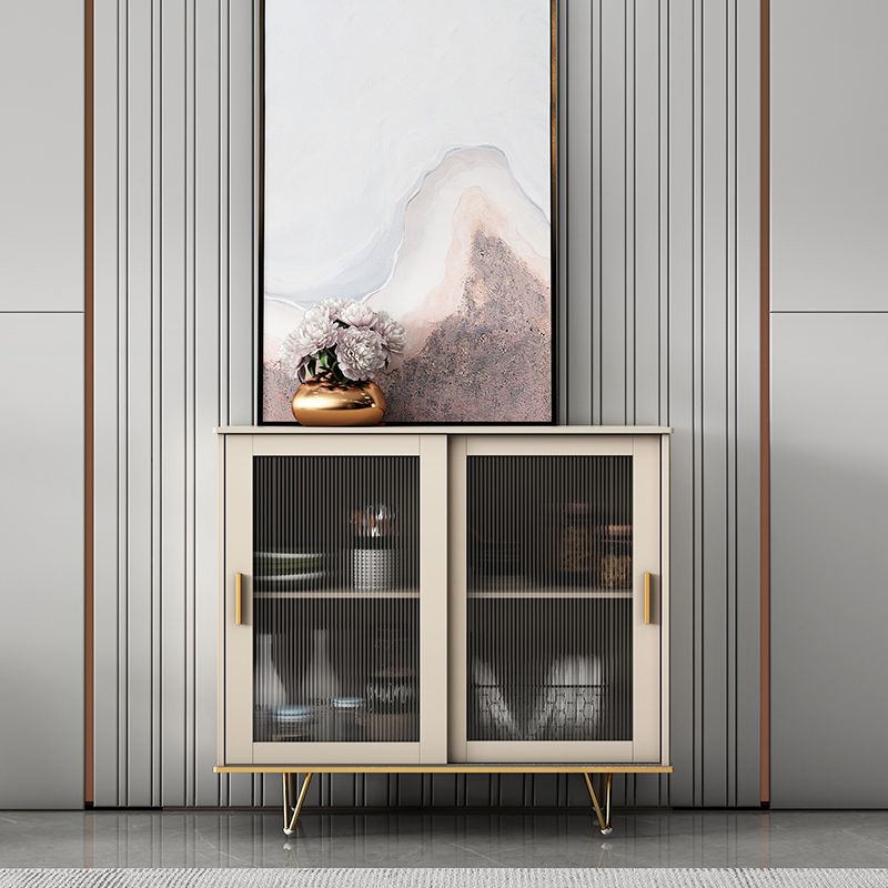 Glass and Sliding Doors Sideboard Modern MDF Kitchen 2-door Breakfront Sideboard Clearhalo 'buffet_sideboard' 'Buffets & Sideboards' 'furn' 'furn_buffet_sideboard' 'Furniture' 'furniture_buffet_sideboard' 'Kitchen & Dining Furniture' 1200x1200_c690d48c-6855-48cf-a91f-08855a29f615