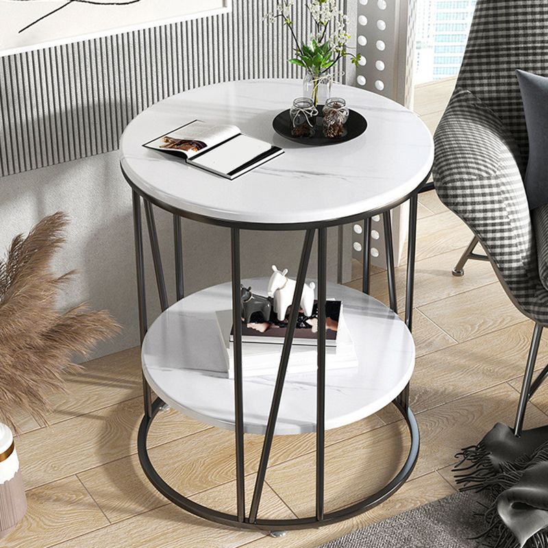 Glam Round Wooden Top End Table Steel Frame Sofa Side End Table for Living Room Clearhalo 'Coffee & Accent Tables' 'End & Side Tables' 'end_side_tables' 'furn' 'furn_end_side_tables' 'Furniture' 'Living Room Furniture' 1200x1200_c6917e12-48ca-4326-835d-62f7e40e6fcd
