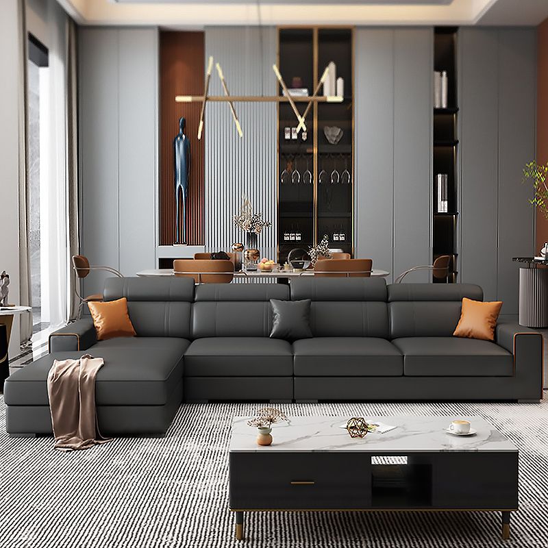 Scandinavian Dark Gray Stationary Square Arm Slipcovered Sofa