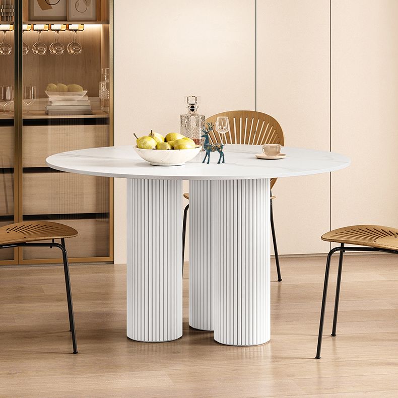 Round Standard Height Dining Table Modern Stone and Metal White Dinette Table Clearhalo 'Dining Tables & Seating' 'Dining Tables' 'dining_table' 'furn' 'furn_dining_table' 'Furniture' 'furniture_dining_table' 'Kitchen & Dining Furniture' 1200x1200_c69209ff-2890-40c1-b170-cd613462fba1