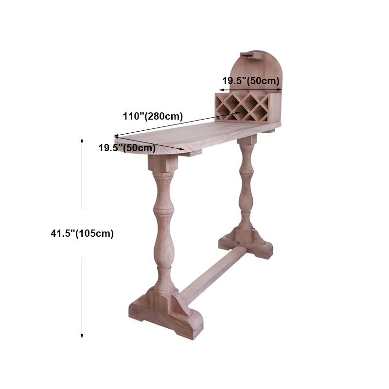 Modern Trestle Wood Bar Wine Table Wine Rack Bar Height Cocktail Table in Natural Clearhalo 'Bar Furniture' 'Bar Tables' 'bar_tables' 'furn' 'furn_bar_tables' 'Furniture' 'furniture_bar_tables' 'Kitchen & Dining Furniture' 'kitchen&dining_furn' 'kitchen' 1200x1200_c6928eed-08cf-47e9-a700-e9f3743919a2