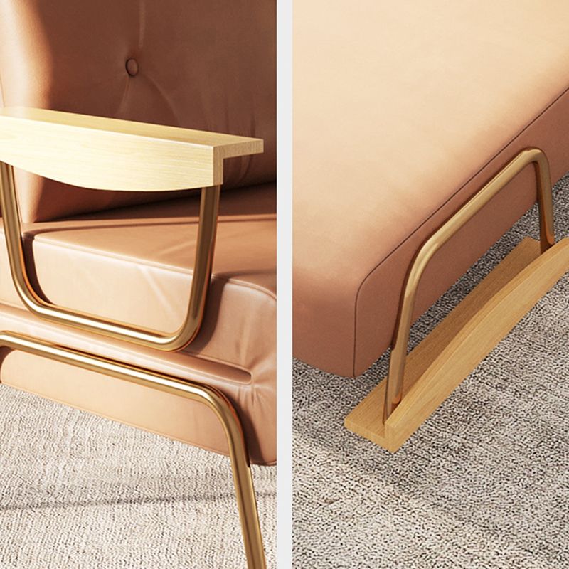 Sofá de durmiente de Futon Futon Glam Faux en almohada naranja incluida