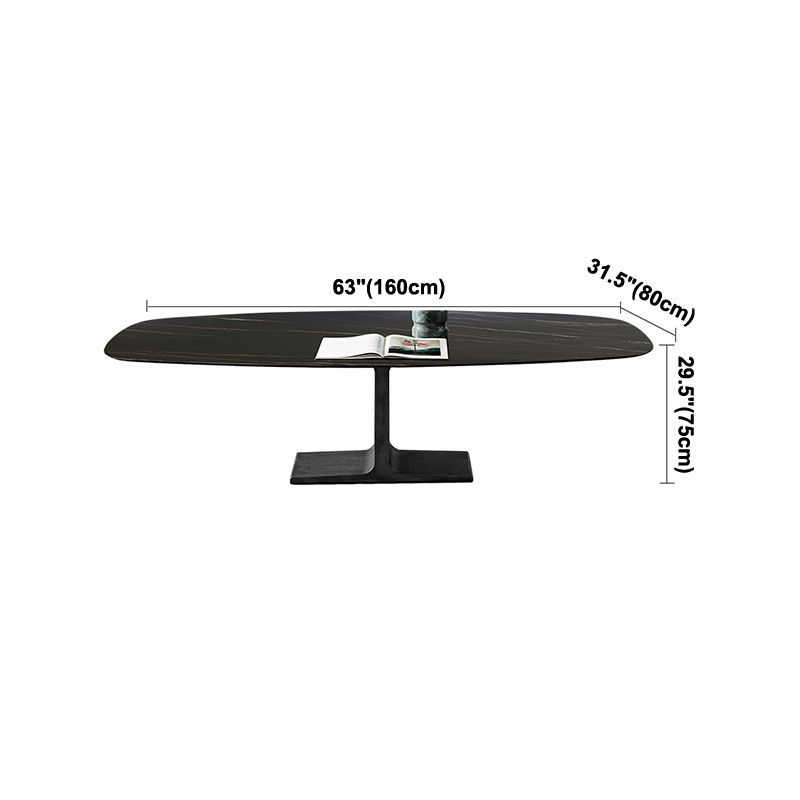 Industrial Sintered Stone Black Table Rectangle Standard Dining Table for Kitchen Clearhalo ' dining_table' 'Dining Tables & Seating' 'Dining Tables' 'furn' 'furn_dining_table' 'Furniture' 'furniture_dining_table' 'Kitchen & Dining Furniture' 'kitchen&dining_furn' 'kitchen' 'kitchen_dining_table' 1200x1200_c694f07c-9501-4e3b-bfd1-dbc843704ece