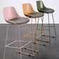Contemporary Upholstered Backrest Armless Bar Stools with Metal Base