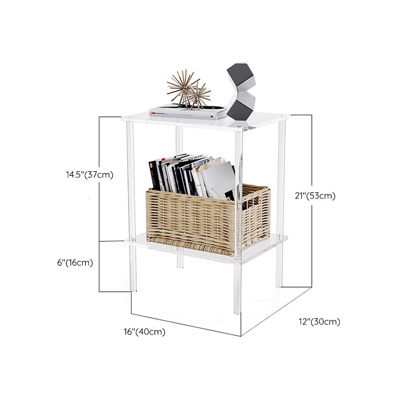 Clear Acrylic Sofa Side Accent Table Contemporary 15.7" W End Table Set with Storage Clearhalo 'Coffee & Accent Tables' 'End & Side Tables' 'end_side_tables' 'furn' 'furn_end_side_tables' 'Furniture' 'Living Room Furniture' 1200x1200_c6960eb4-0586-4801-814c-b22c975c0531