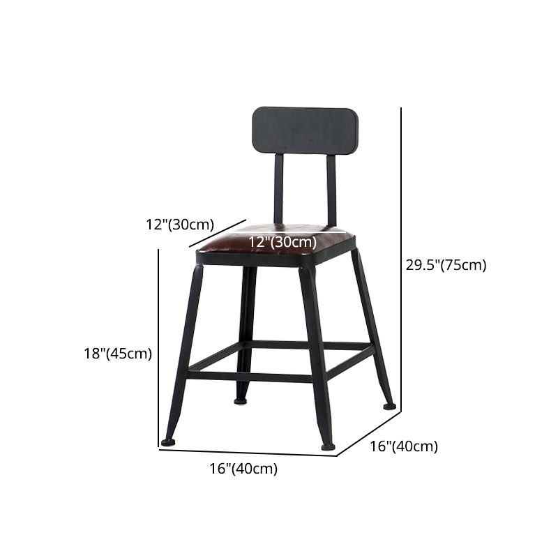 Industrial Armless Counter Stool Iron Cafe Bar Stool with Leather Cushion and Pedal Clearhalo 'Bar Furniture' 'Bar Stools' 'bar_stools' 'furn' 'furn_bar_stools' 'Furniture' 'furniture_bar_stools' 'Kitchen & Dining Furniture' 1200x1200_c6961f21-32b4-4a68-a620-ef4582ada2a9