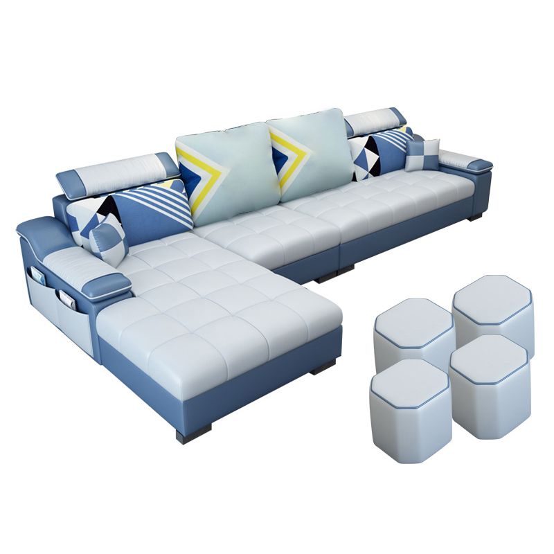 Contemporary Sloped Arms Modular L-Shape Furniture Sectionals