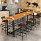 Brown Rectangle Bar Dining Table Contemporary Bar Table with Black Trestle Base