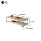 Modern 15,7 "hoge metalen slede rechthoekige houten bovenste salontafel met plank