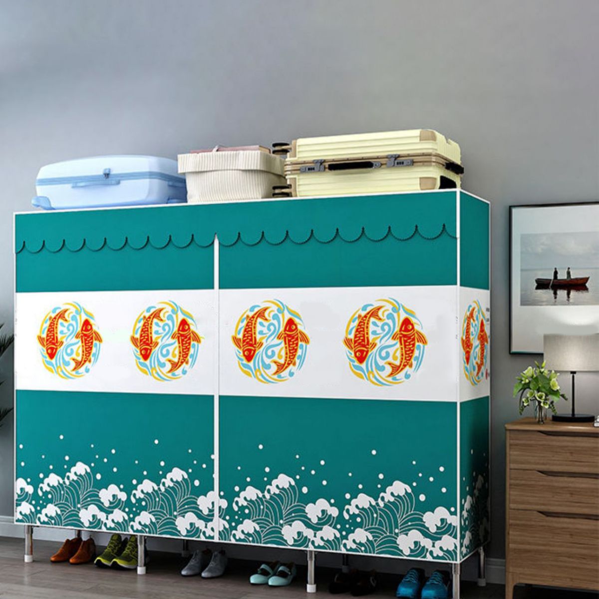 Moderner Kleiderschrank Armoire Aluminiumlegierung Rahmen Kleiderschrank für Zuhause