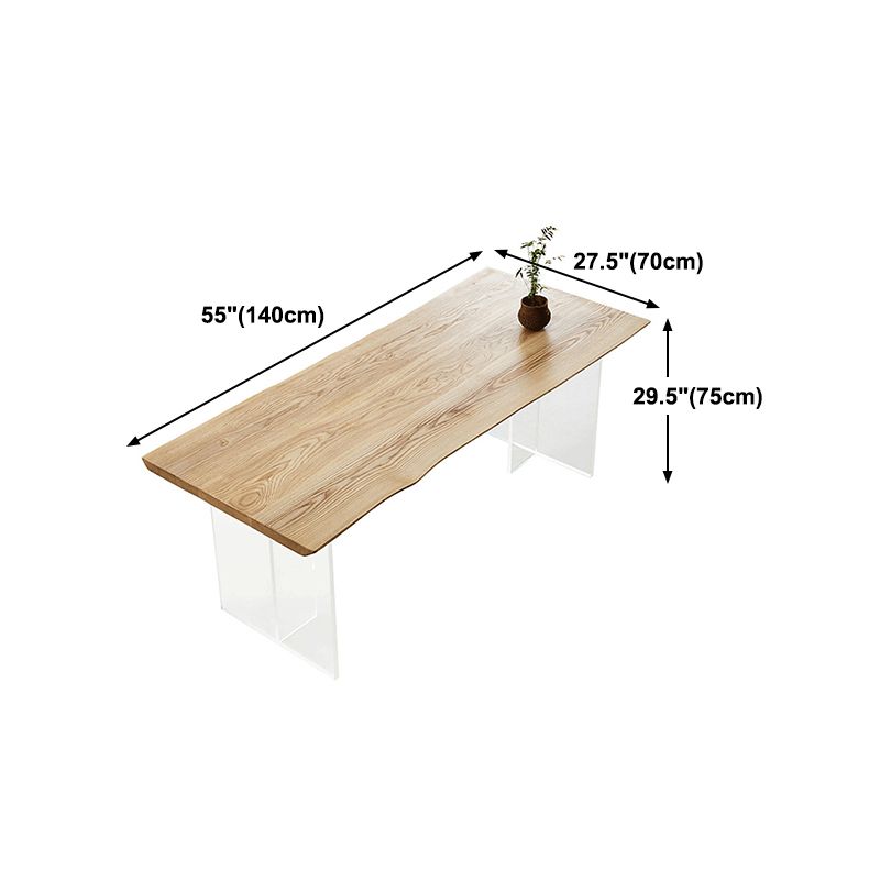 Solid Wood Dining Table Contemporary Rectangle Dining Table with Double Pedestal Base