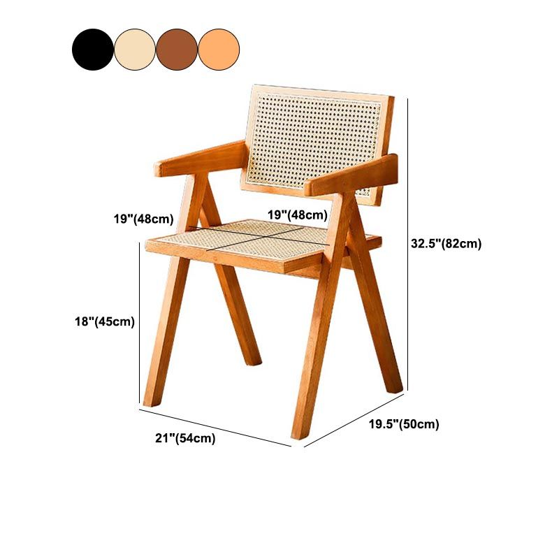 Traditional Dining Arm Chair Rattan Oak Solid Wood Dining Chair