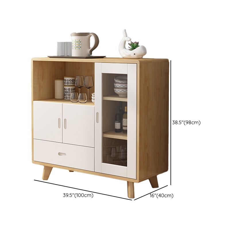 Buffet de restauration contemporain bois massif 38,4 "H buffet avec tiroirs et armoires