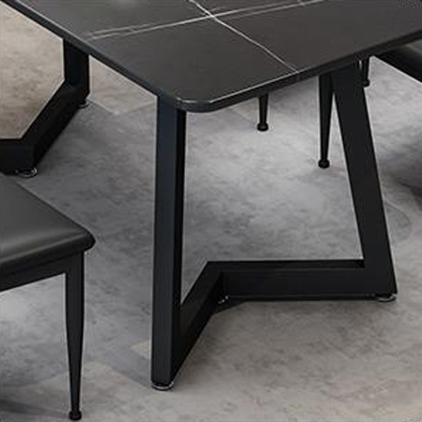 Sintered Stone Dining Table Black Industrial Style Dining Table with Metal Base Clearhalo 'Dining Tables & Seating' 'Dining Tables' 'dining_table' 'furn' 'furn_dining_table' 'Furniture' 'furniture_dining_table' 'Kitchen & Dining Furniture' 'kitchen' 'kitchen_dining_table' 1200x1200_c69dde66-f2b5-42b1-8e15-e7516c68f894