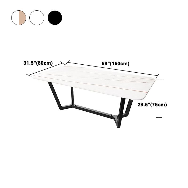 Sintered Stone Top Modern Table for Restaurant Oval Dining Table with Trestle Base Clearhalo ' dining_table' 'Dining Tables & Seating' 'Dining Tables' 'furn' 'furn_dining_table' 'Furniture' 'furniture_dining_table' 'Kitchen & Dining Furniture' 'kitchen&dining_furn' 'kitchen' 'kitchen_dining_table' 1200x1200_c69e7694-e13b-4cc2-984d-cecd0b798b24