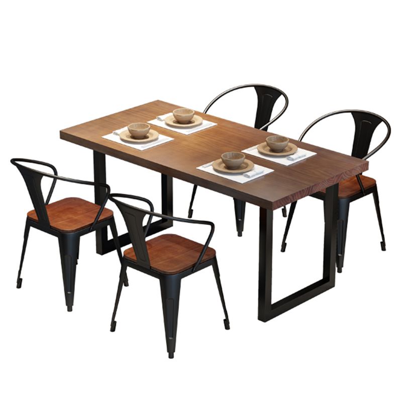 Solid Wood Industrial Dining Table Brown Rectangle Table with Sled Base for Dinning Room Clearhalo ' dining_table' 'Dining Tables & Seating' 'Dining Tables' 'furn' 'furn_dining_table' 'Furniture' 'furniture_dining_table' 'Kitchen & Dining Furniture' 'kitchen&dining_furn' 'kitchen' 'kitchen_dining_table' 1200x1200_c69e871c-a593-4098-afec-74cb145c7499