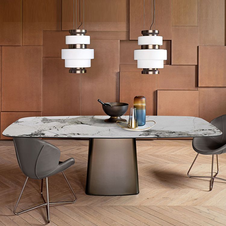 Luxury Style Sintered Stone Table Single Pedestal Base Rectangle Table for Home Clearhalo ' dining_table' 'Dining Tables & Seating' 'Dining Tables' 'furn' 'furn_dining_table' 'Furniture' 'furniture_dining_table' 'Kitchen & Dining Furniture' 'kitchen&dining_furn' 'kitchen' 'kitchen_dining_table' 1200x1200_c69e90d7-ea10-46c0-b65f-b6b04e22c98b