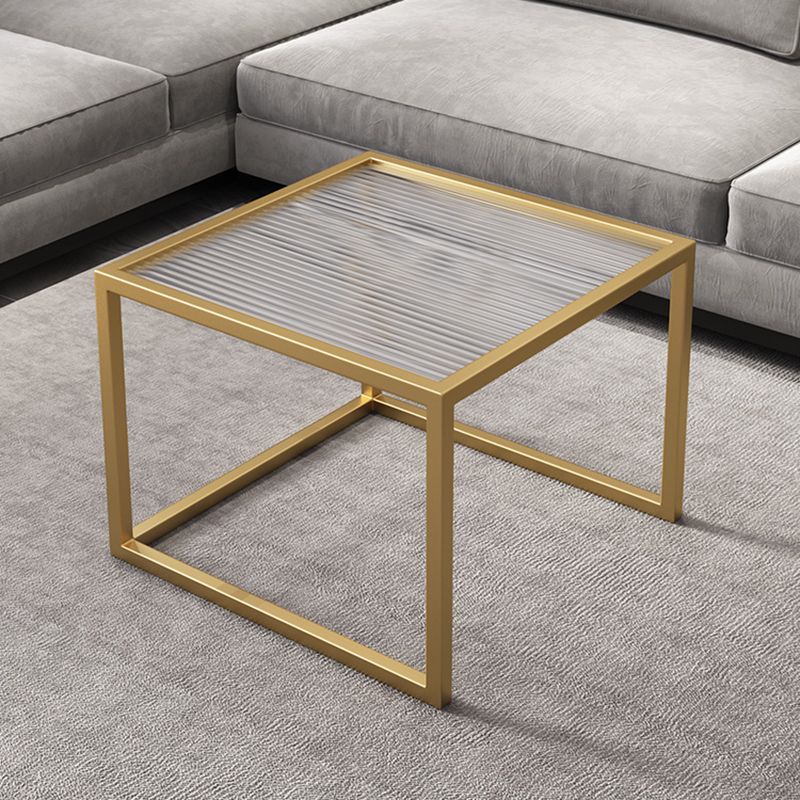 Square Minimalist Coffee Table Open Shelf Cocktail Table for Living Room