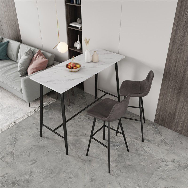 Juego de mesa de bar moderno, juego de barra rectangular de piedra de 1/2/3 piezas con taburetes tapizados