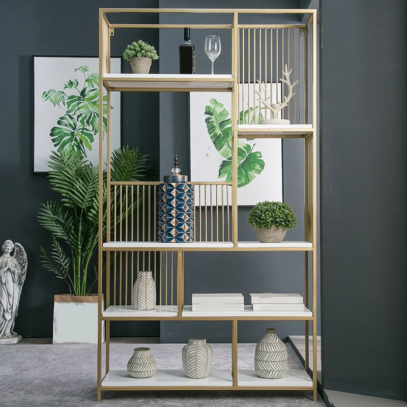 70.9" Tall Metal Book Shelf With Rectangular Shelves Bookshelf Open Back