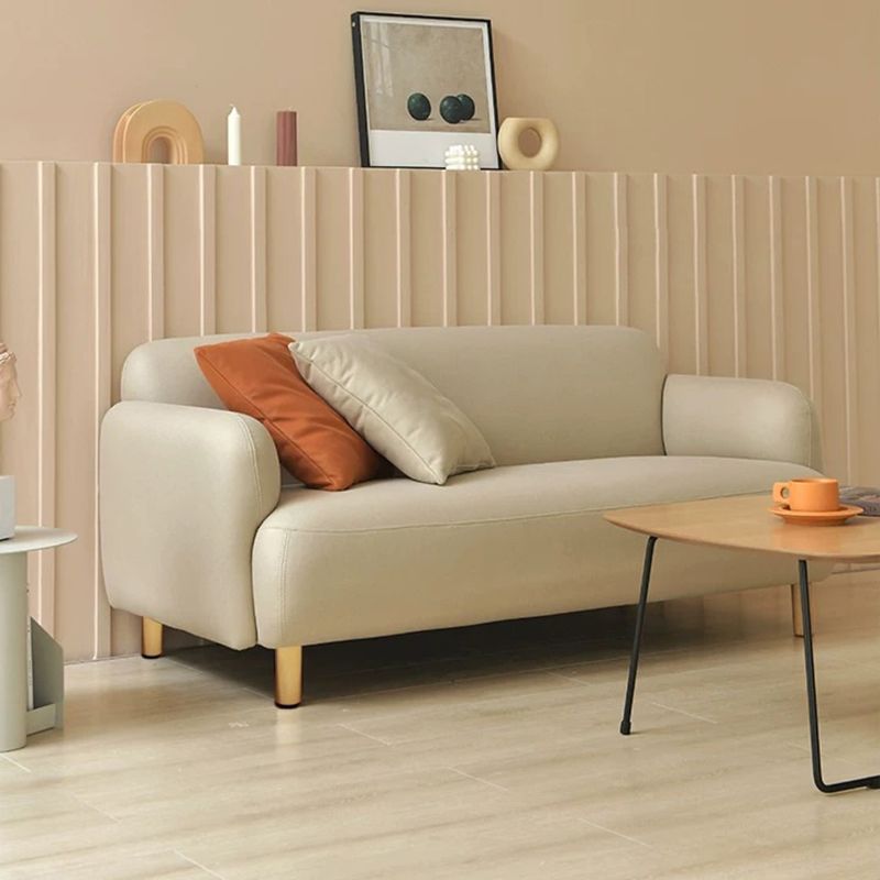 Cushioned Backrest Sponge Padded Fabric Beige/orange/dark Green Sofa Clearhalo 'furn' 'furn_sofas' 'Furniture' 'furniture_sofas' 'kitchen' 'kitchen_sofas' 'Living Room Furniture' 'Sofa' 'sofas' 1200x1200_c6a24439-4b57-4b78-8af6-e0ef637dcd7d