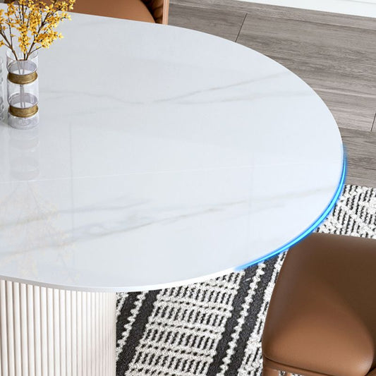 ノルディックグラムスタイルの焼結石の楕円形のテーブルセット1/4/5/7ピースセット