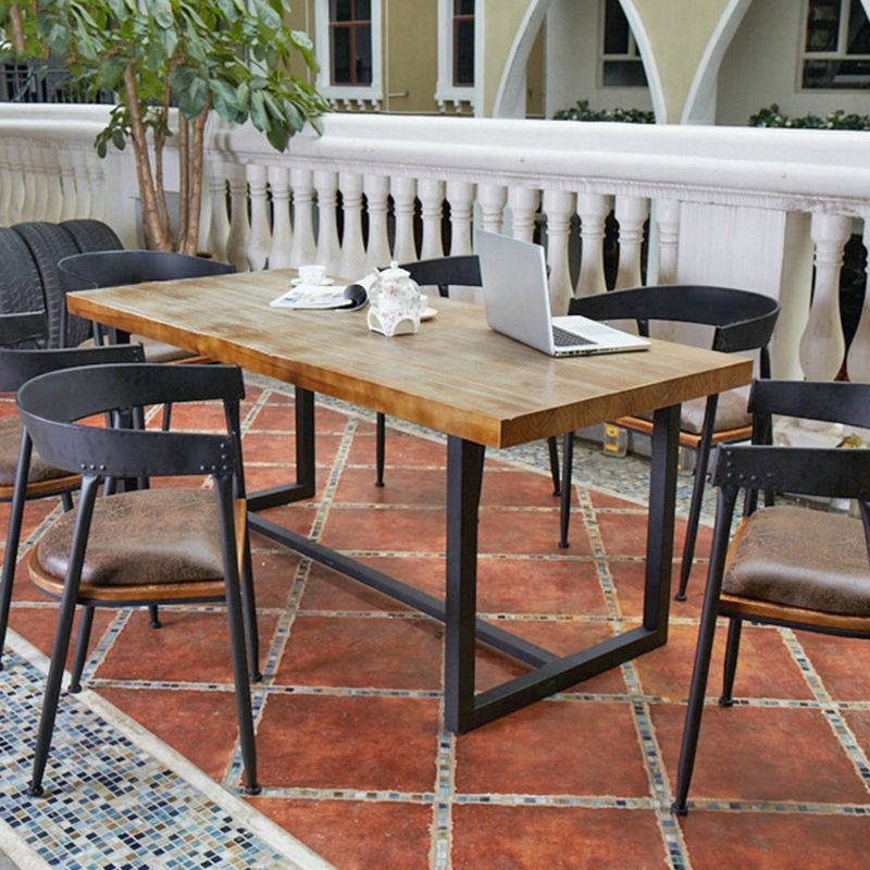 Industrial Dining Site Table Solid Wood Dining Room Furniture with Trestle Base Clearhalo ' dining_table' 'Dining Tables & Seating' 'Dining Tables' 'furn' 'furn_dining_table' 'Furniture' 'furniture_dining_table' 'Kitchen & Dining Furniture' 'kitchen&dining_furn' 'kitchen' 'kitchen_dining_table' 1200x1200_c6a2d584-6c9c-46fe-9971-c47151e7d9c7
